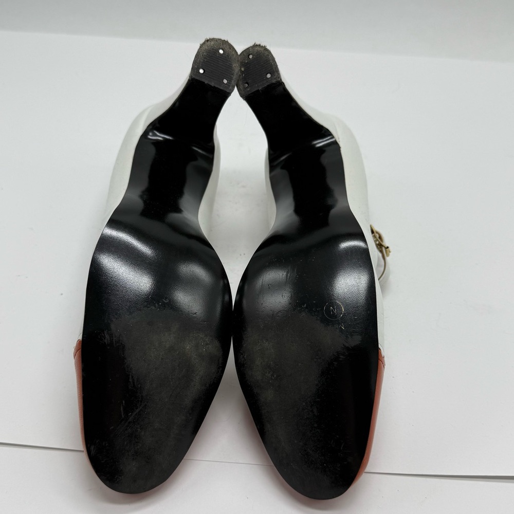 Vintage Magceli T-strap Spectator Heels White and Brown Leather 7.5 N - Picture 9 of 11